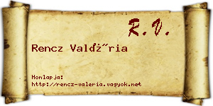 Rencz Valéria névjegykártya